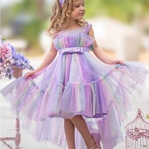 Pastel Rainbow Tulle Dress for Girls